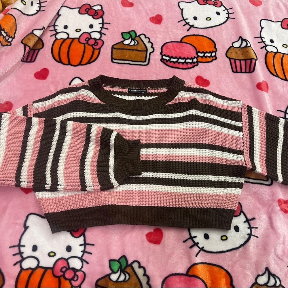 Striped Knitted Cropped Sweater